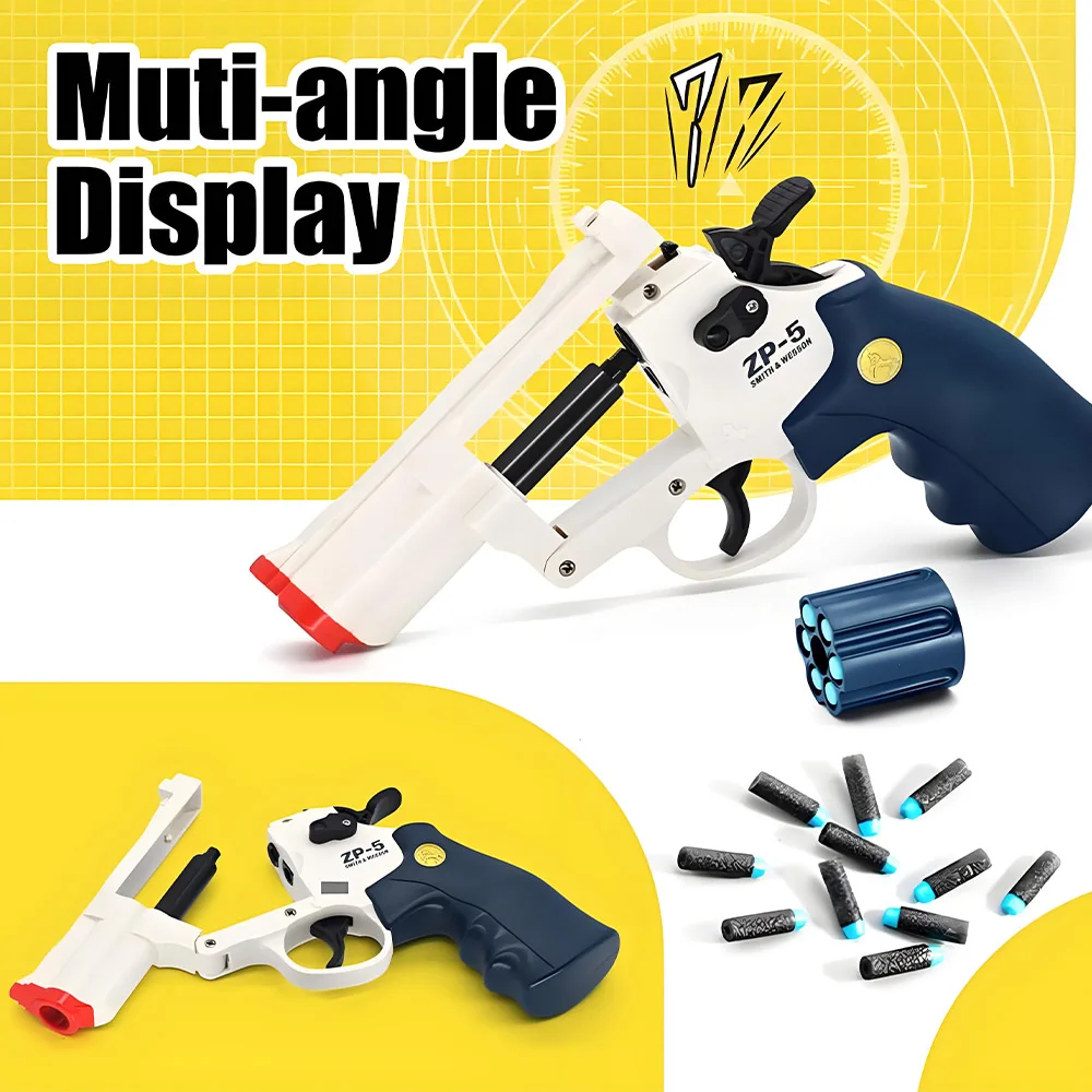 Pistolet z miękkimi kulami, rewolwer, zabawka, pistolet, bezpieczne pistolety dla chłopców, prezent urodzinowy, dropshipping, Tiktok