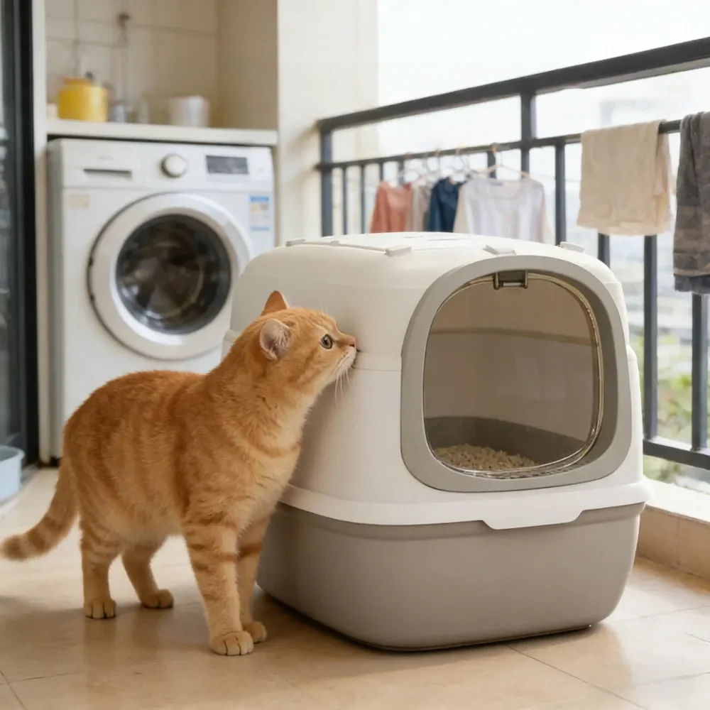 

Cat Litter Box Litter Box Cat AccessoriesBeetle Design Cat Litter Box HighSided Enclosed, OdorLock, Litter Scoop Included For In
