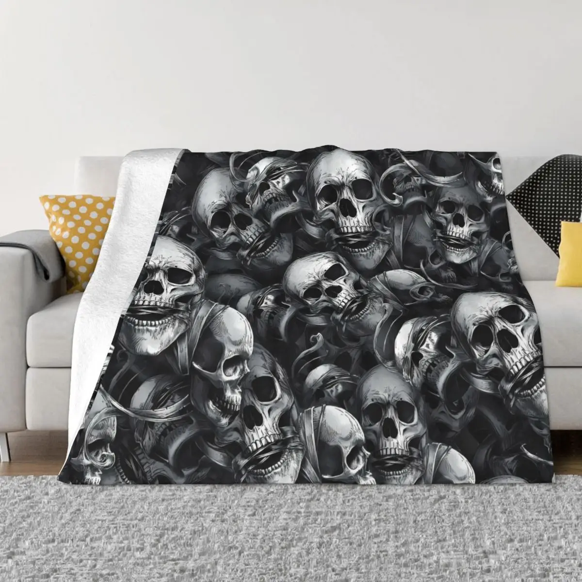 Blanket Flannel Spring Autumn No Evil Skulls Warm Throws For Winter Bedding