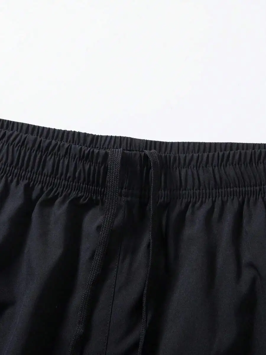 Mens Elastic Waist Shorts With Zipper Pockets Drawstring Comfortable Minimalist Sport Outdoor Summer