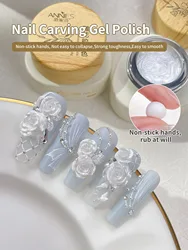 12ml New Thick Light Carving Glue Soft Candy Gel Ground Ice Flower Style Non Washable Can Armor Oil Glue Nail Salon Use