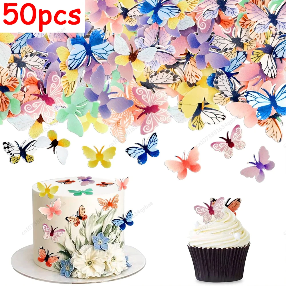 50 pezzi decorazione farfalla oro rosa viola decorazione torta farfalle fai da te Cake Topper festa di compleanno Dessert forniture da forno