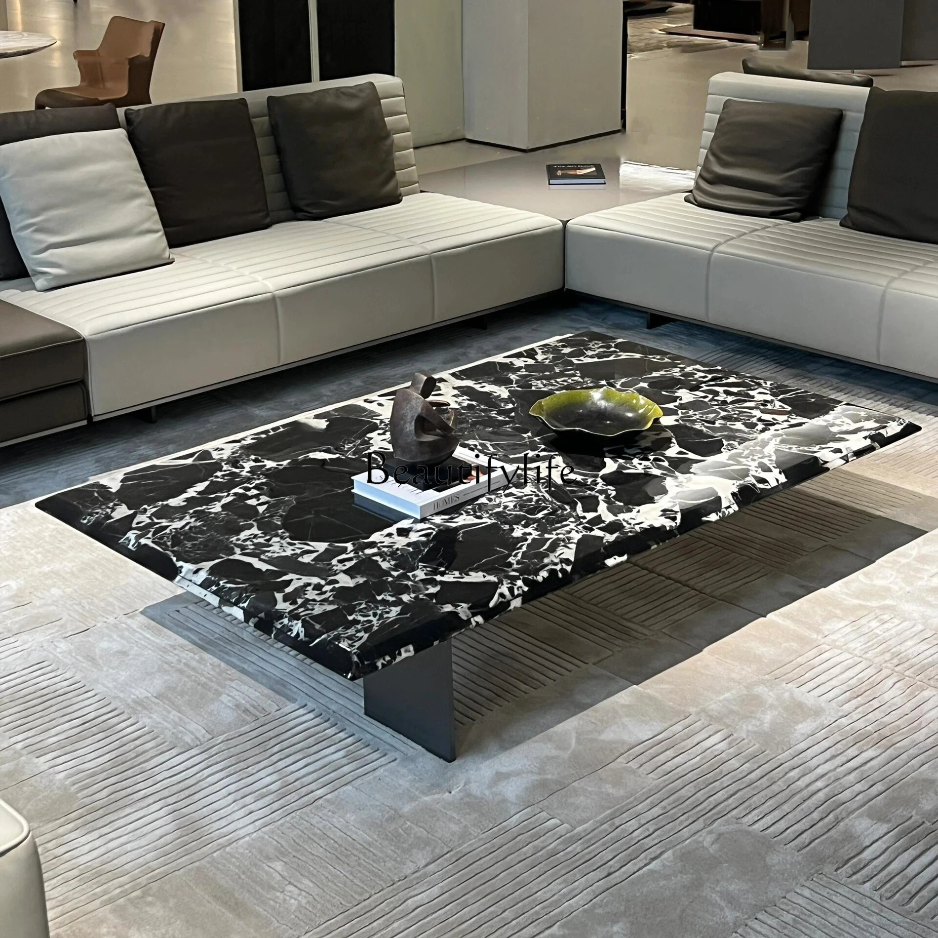 

Marble Coffee Table Italian Minimalist High-End Living Room Rectangular Coffee Table