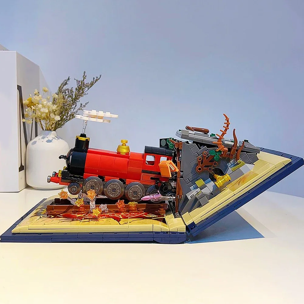 Serie di idee Magic World Train Book Building Blocks Treni espressi Pista ferroviaria Modello Mattoni Giocattoli per bambini Regalo di compleanno MOC