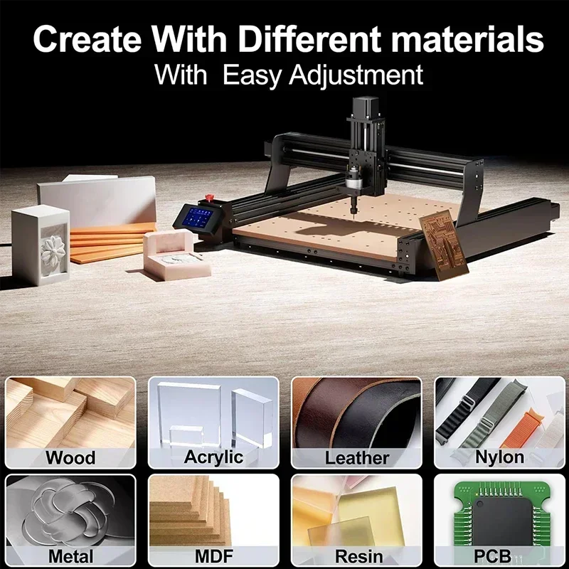 3-axis 4-axis TTC450 CNC Router Milling Cutting Machine GRBL Laser Engraver For PCB PVC Acrylic Metal Aluminum 500W Spindle