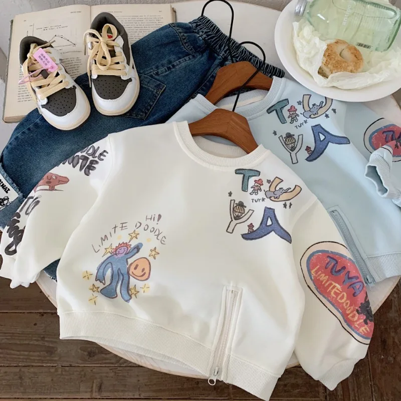 

Kids Sweater 2025 New Autumn Boys Girls Graffiti Sweatshirts for Kids Cartoon Print Children Pullovers Toddler Baby Outfits