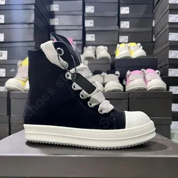 Zapatos Ricks para hombre, zapatillas altas RO, zapatos informales para mujer, zapatos de cuero Owens, zapatos de ante negro, zapatillas de deporte de encaje Jumbo de lujo, botas con cremallera