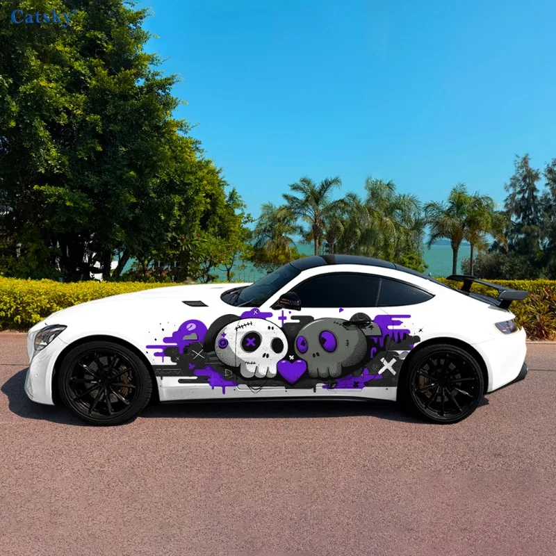 Cute Skull Patch Doll Car Vinyl Wraps Decal Self-adhesive PVC Sticker Suitable for Trucks SUV Decoration Auto Accessories Gift