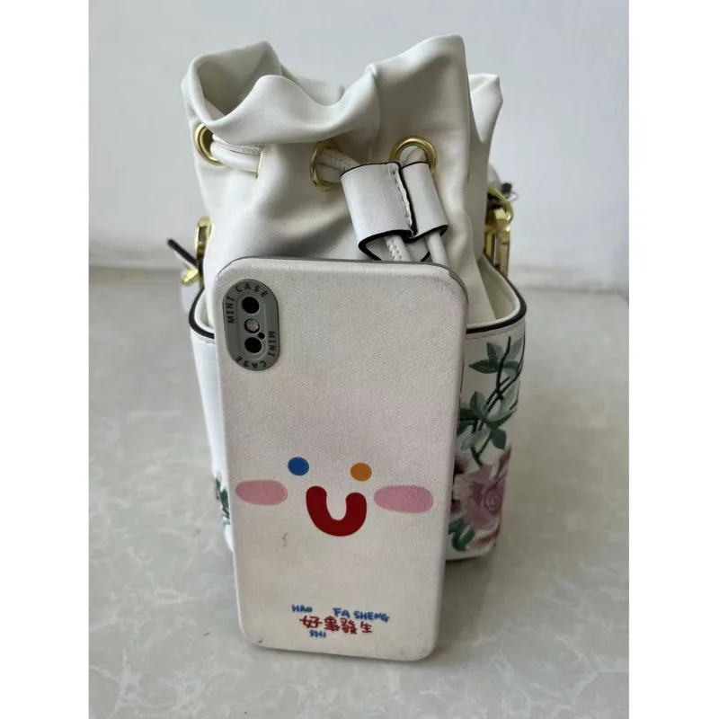 VOLASSS New Fashion Flower Leather Bucket borsa a tracolla donna stile cinese ricamo Cheongsam borse a tracolla borsa fatta a mano