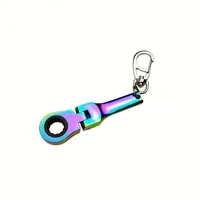 Keyring Metal Keychain Chain Tool Ratchet Key Mini Wrench Shaped Tools Adjustable Wrench Racing 10mm Ring