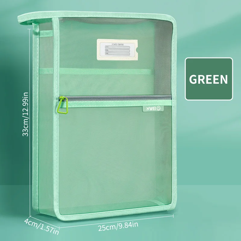 HUAJIE Large-Capacity A4 Document Organizer - Durable Nylon Double-Layer File Bag with Zipper, Ideal for Office & School Papers