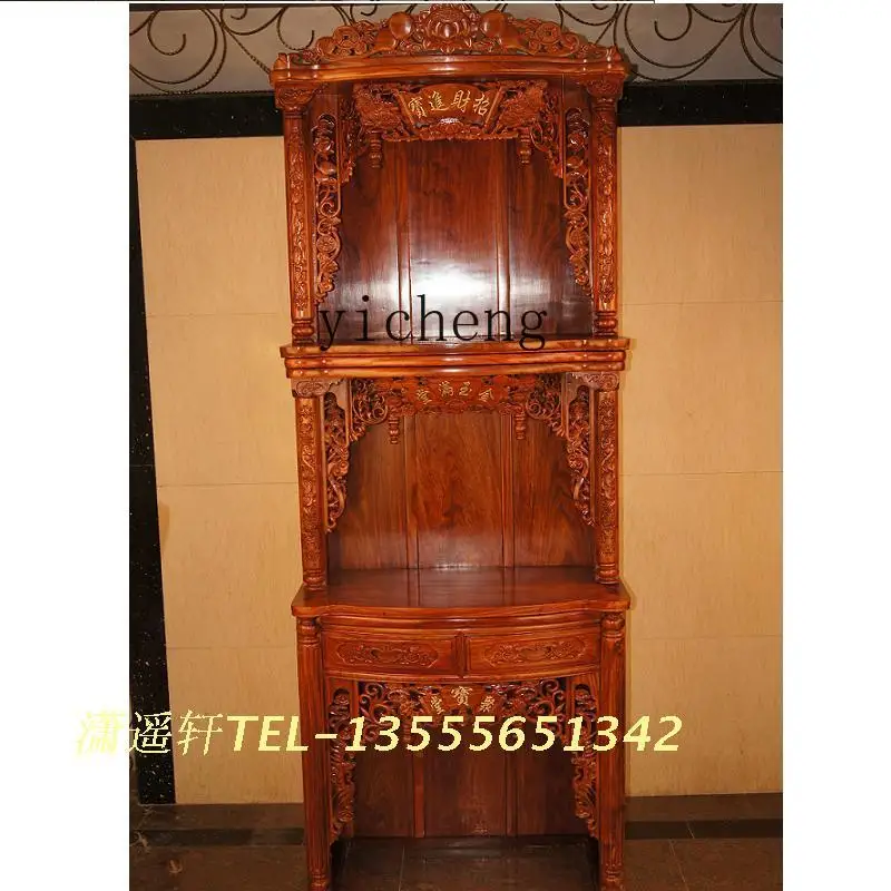 Zf Three-Position High-End God Building Buddha Set Buddha Niche Solid Wood Rosewood Residential Furniture Home