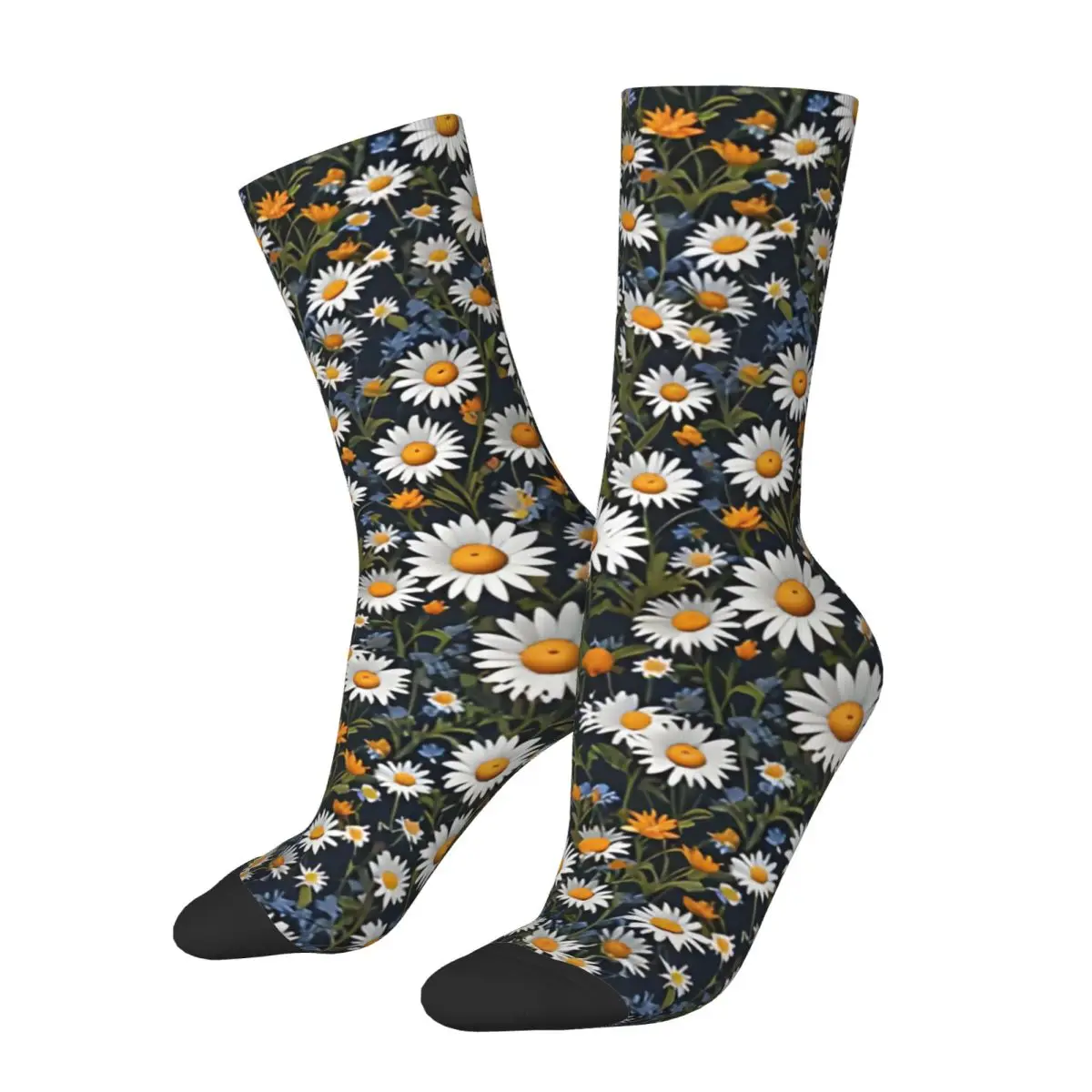 Daisy Flower Seamless Socks Sports 3D Print Boy Mid-calf Sock