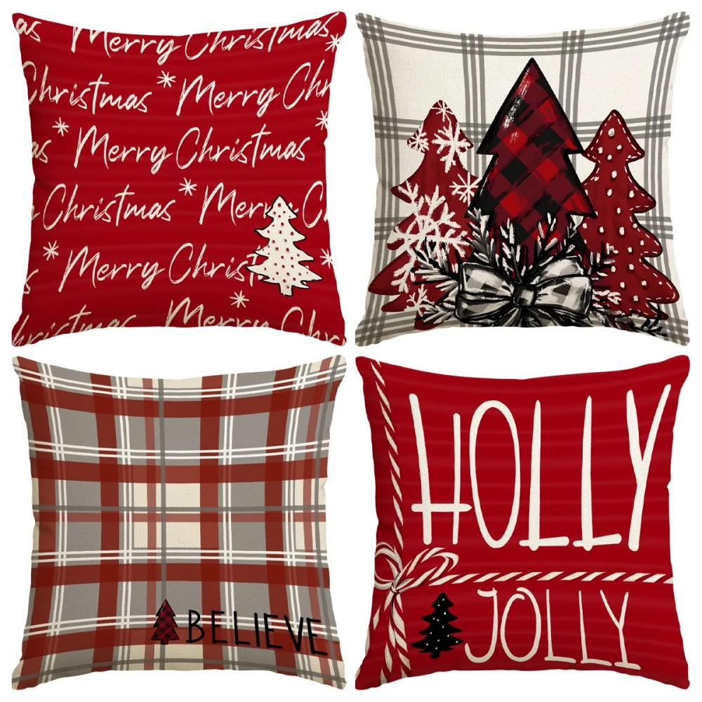1Pc Christmas Tree Pattern Throw Pillow,Personalized Double-Sided Design,Bedroom Sofa Decorative, Soft Plush Cushion with Insert