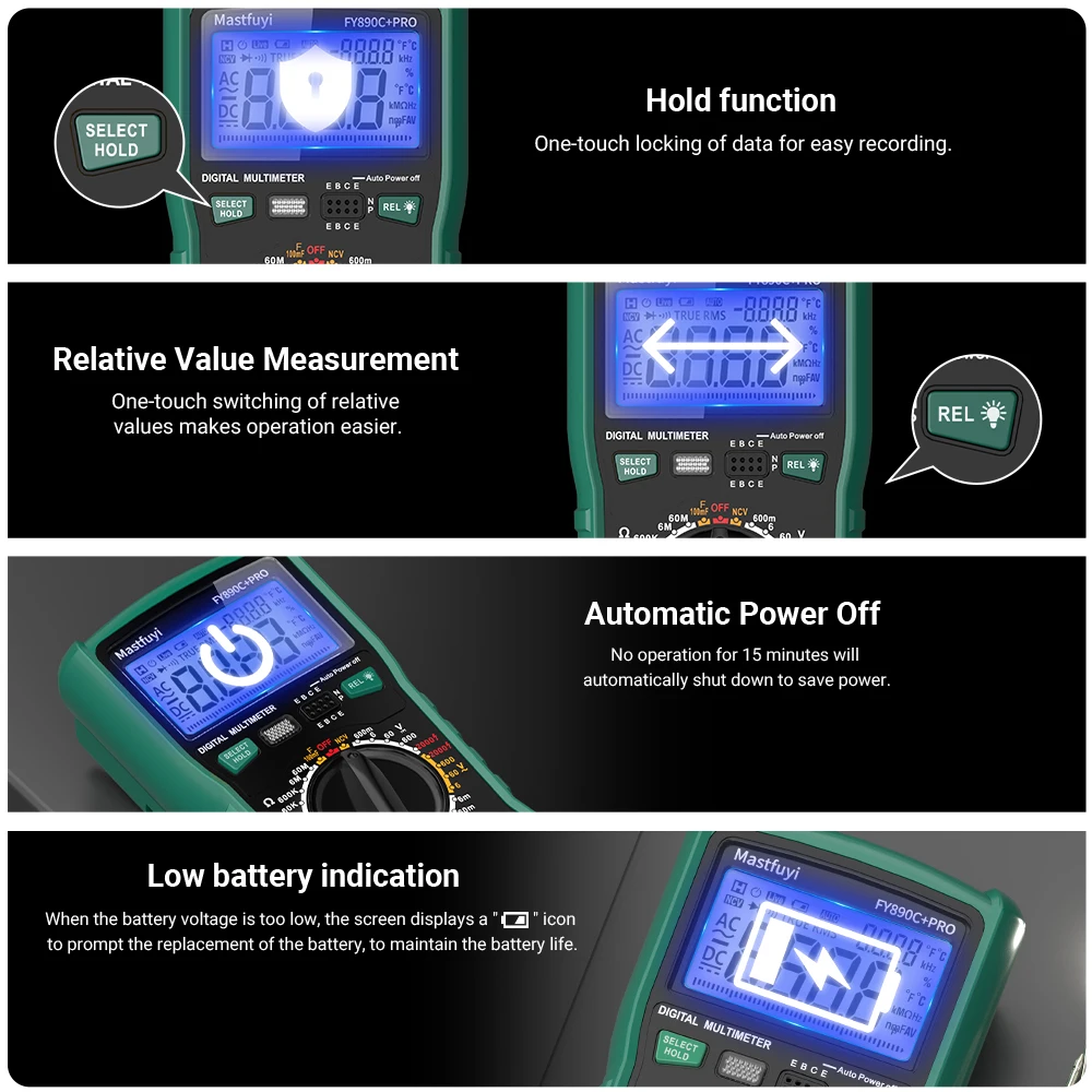 MASTFUYI Digital Multimeter 6000 Count 2000V 20A Ultra Large Range with True RMS Accurate Measurement Temperature Measurement