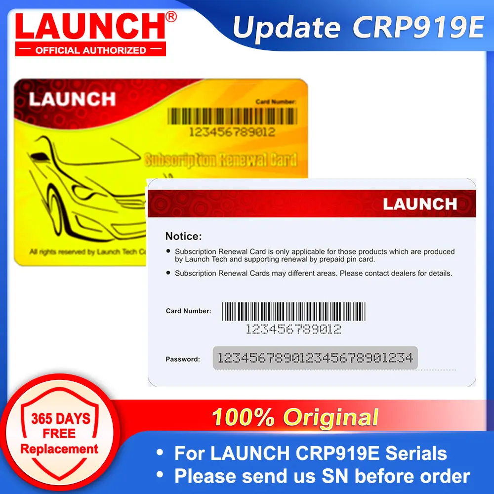 LAUNCH Pin Card 1 Year Renewal Update Subscription for LAUNCH CRP919E CRP919X Serials