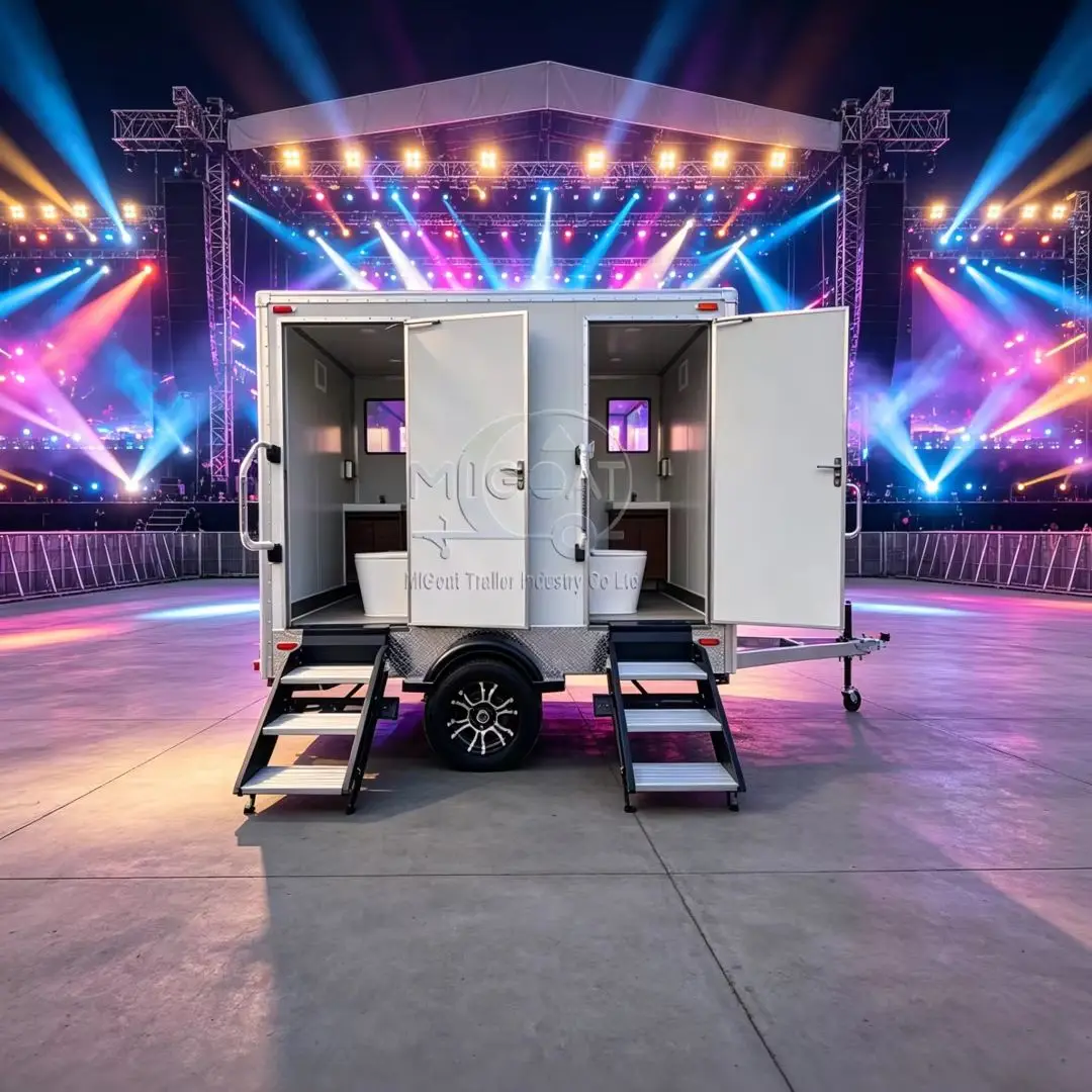 Hot Sale 2-Stall Portable Restroom Trailer, VIP Mobile Toilet with Sink & Mirror for Weddings, Parties & Camping