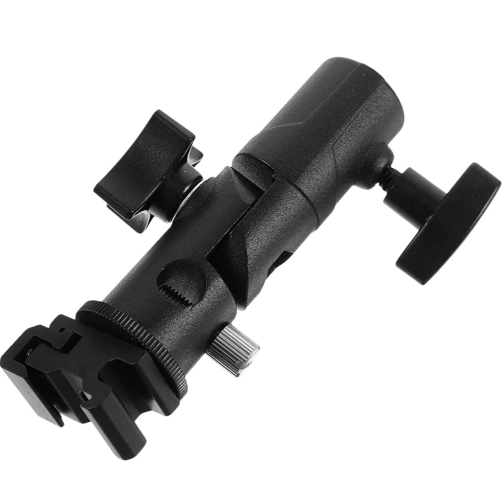 プロ仕様フラッシュライトブラケット Eタイプスイベルホルダー 180度垂直 360度水平調整 アルマイト処理アルミニウム ABS対応