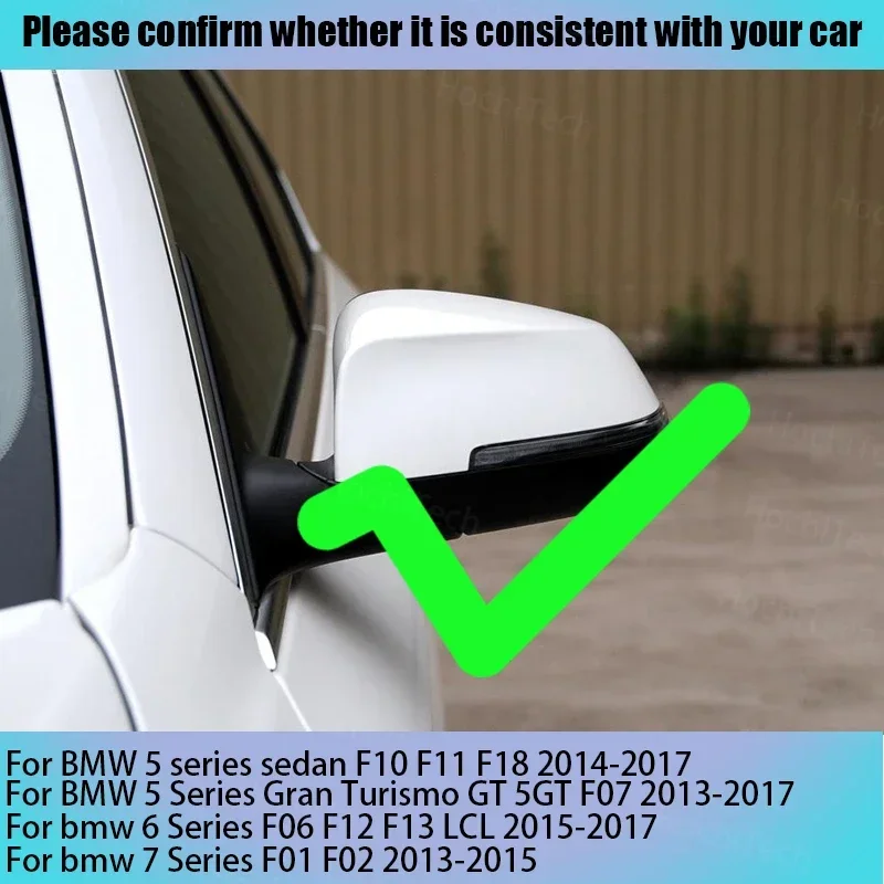 Coque de rétroviseur latéral de voiture en fibre de carbone, BMW Série 5, 6, 7, F10, F11, F18, F07, F12, F13, F06, F01, F02, LCI, Noir, Look, 2x