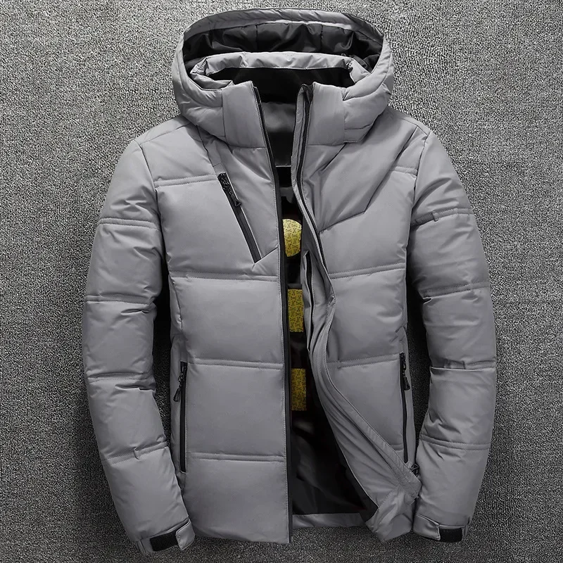 Autumn Winter Men\'s Clothing Loose White Duck Down Jacket Thick Warm Snow Windbreaker Outerwear Male Hooded Parka Puffer Jackets