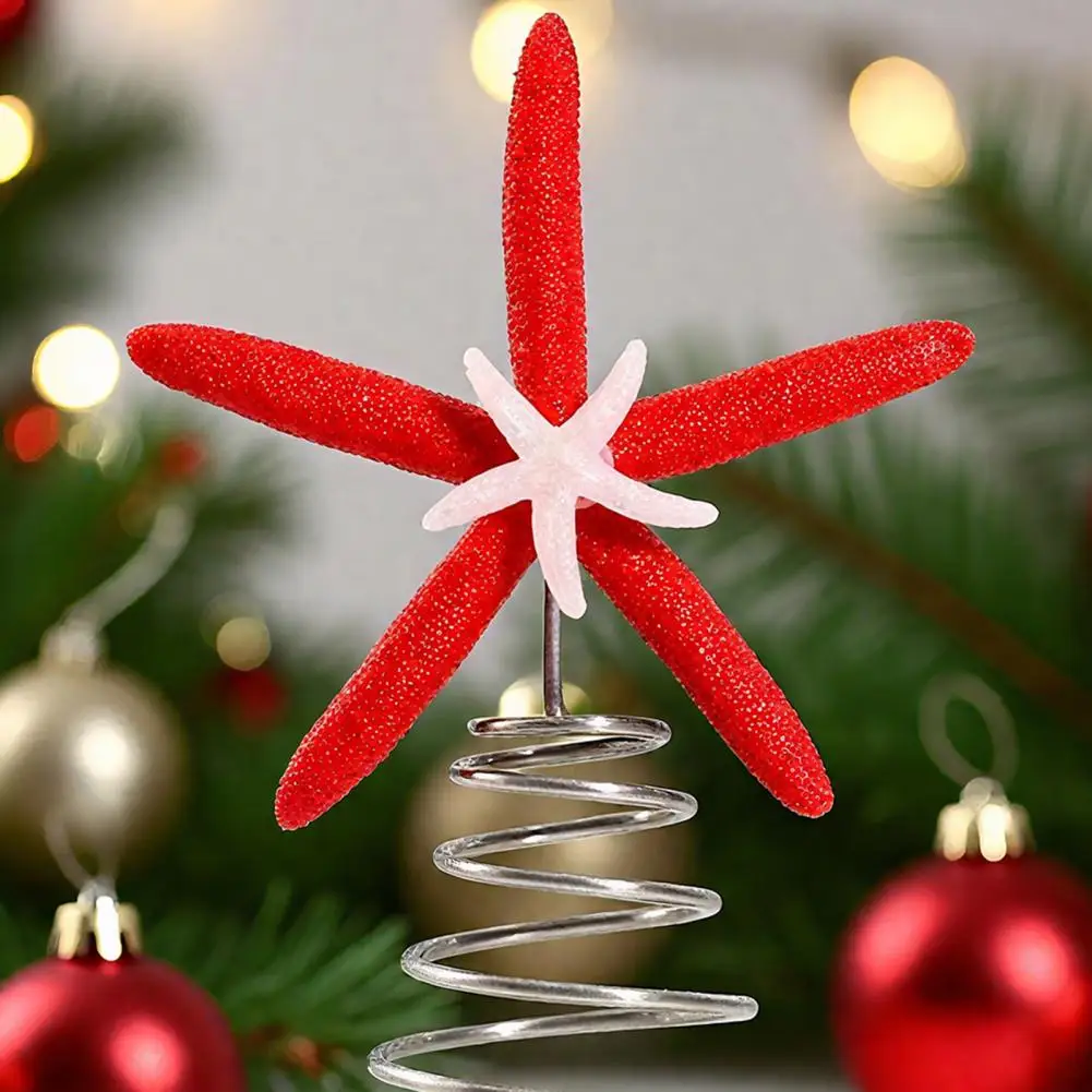 Starfish Tree Topper Fade-resistant Christmas Tree Topper Starfish Christmas Tree Topper with Metal Spiral Base Festive Holiday