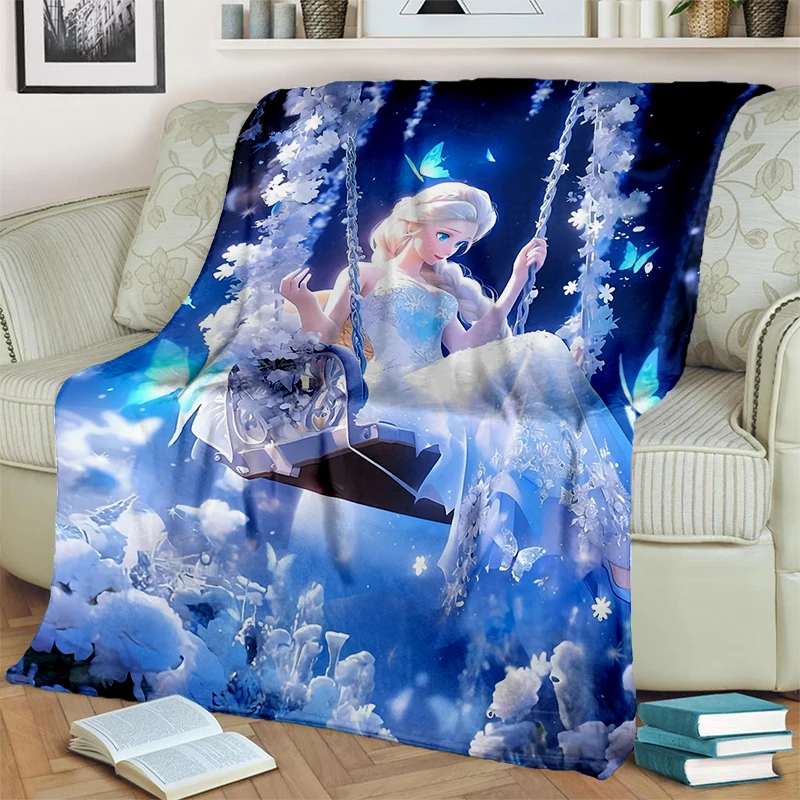 2025 New Frozen Disney Elsa Anna Cartoon Girl Snow Queen Gift Soft Blanket,Soft Throw Blanket for Home Bedroom Bed Sofa  Child