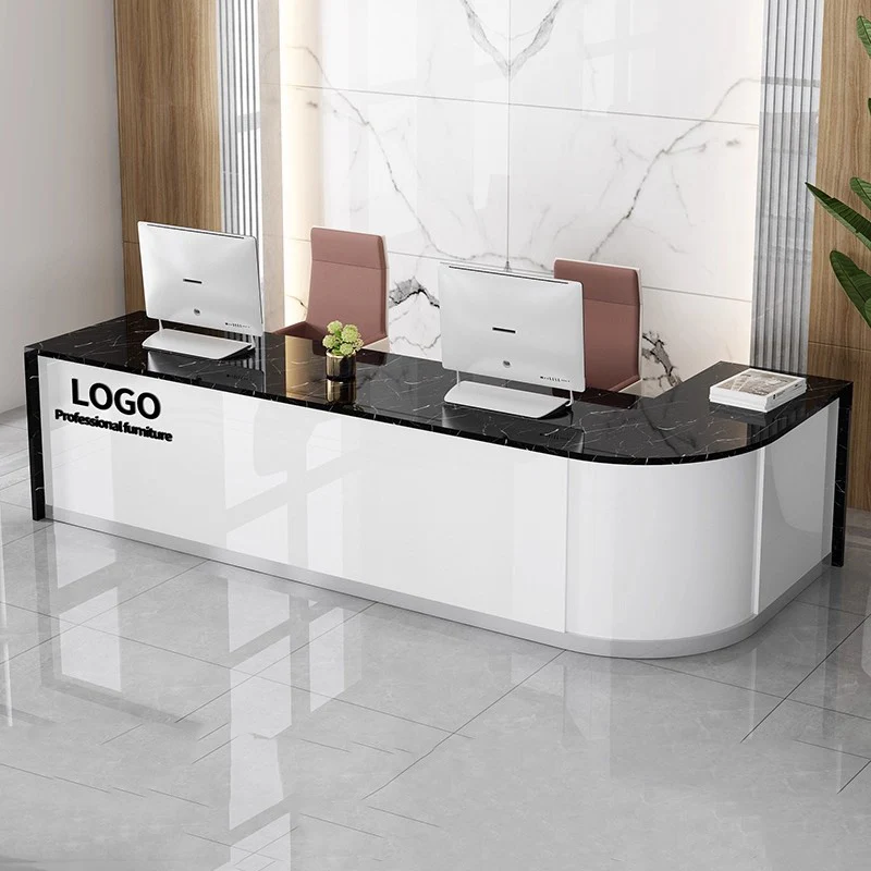 เคาน์เตอร์ต้อนรับสุดหรูทันสมัย เคาน์เตอร์สำนักงานทันสมัย เคาน์เตอร์ต้อนรับร้านทำผมพร้อมที่เก็บของ เฟอร์นิเจอร์เชิงพาณิชย์ที่สวยงาม