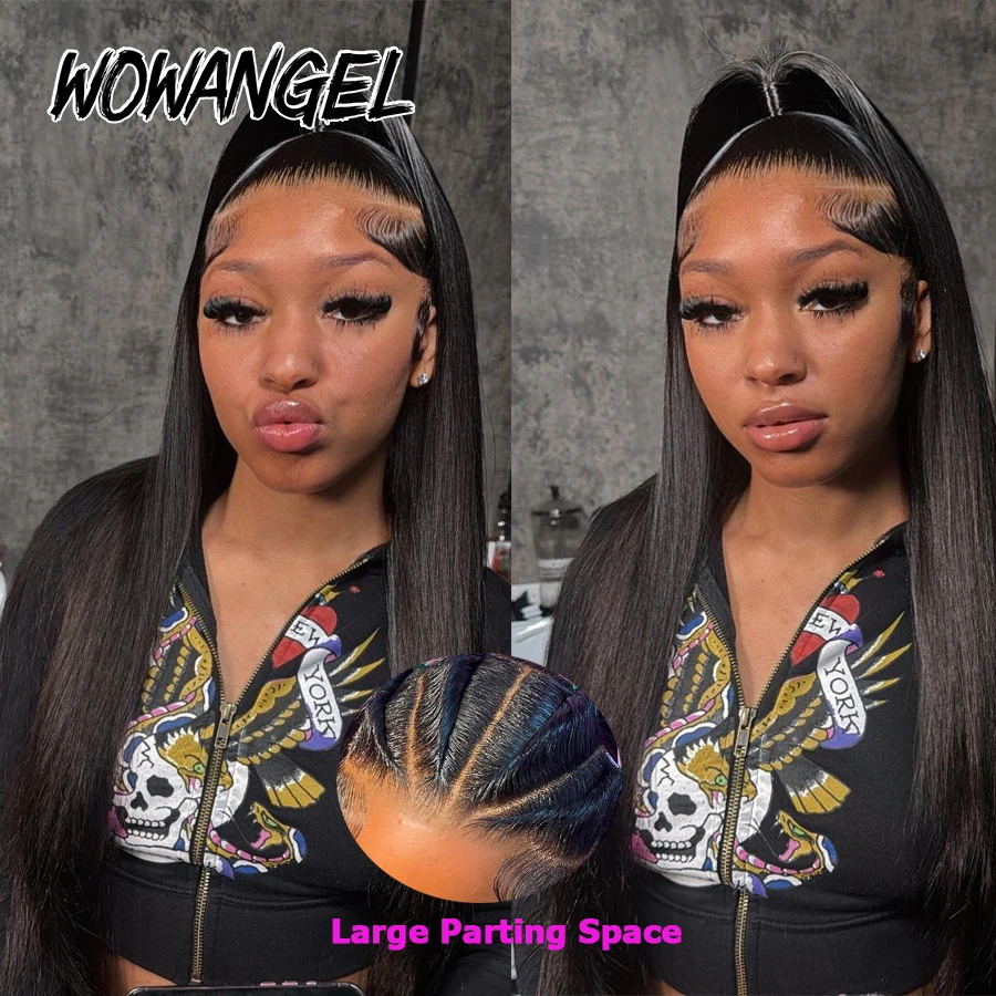 

Wow Angel 13x6 HD Кружевные фронтальные парики 250% Прямые HD Парики из натуральных волос на шнуровке Обтягивающие натуральные волосы Remy для женщин