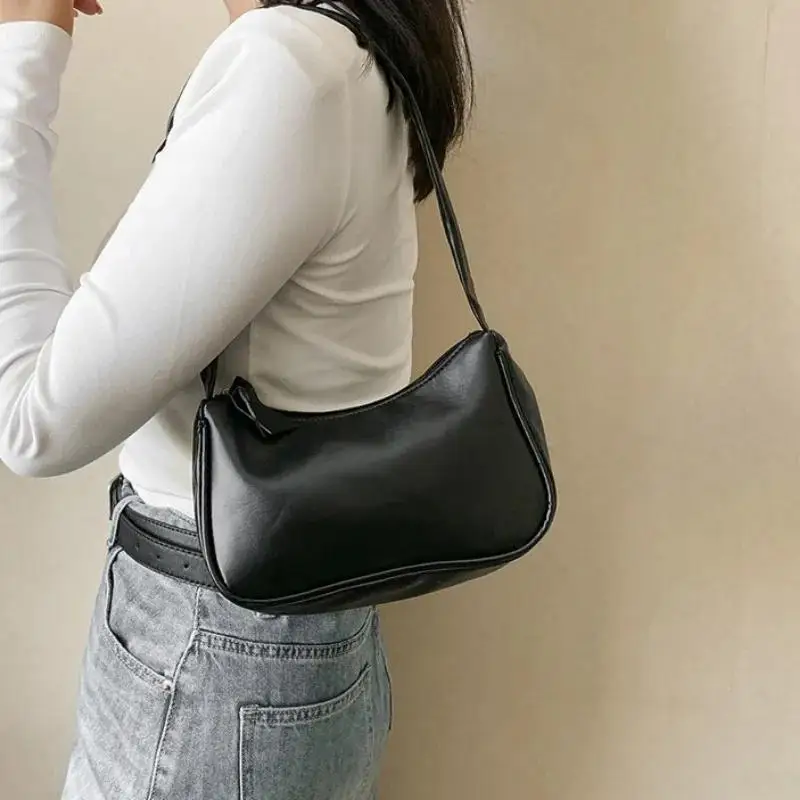 Concise Women Solid Color Underarm Bag Trendy Mini Shoulder Purse Versatile Mobile Phone Handbag Casual Daily Crossbody Bag