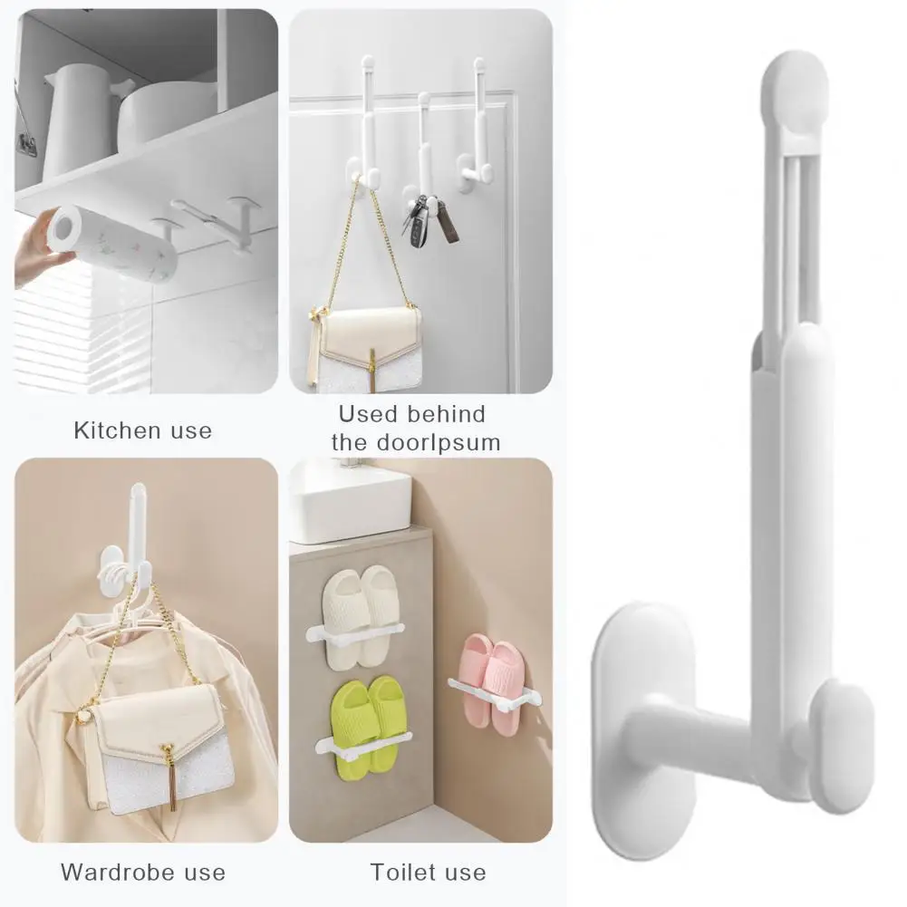 

Adjustable Hat Hanger Waterproof L-shaped Towel Holder Telescopic Hooks for Kitchen Utensils Closet Organization Keychains