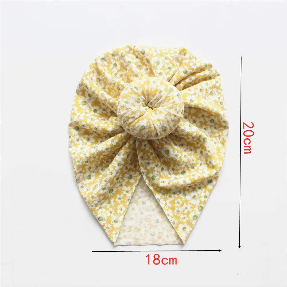 Flower Print Baby Girl Round Ball Beanie Newborn Leopard Donnut Soft Fabric Bonnet Toddler Cute Turban Hat Hair Accessories 0-3T