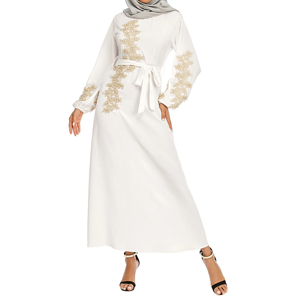 Frauen muslimischen Abaya Kleid Stickerei Langarm Robe Mode Saudi-Arabien Dubai Kleider elegante muslimische Kleid islamische Kleidung