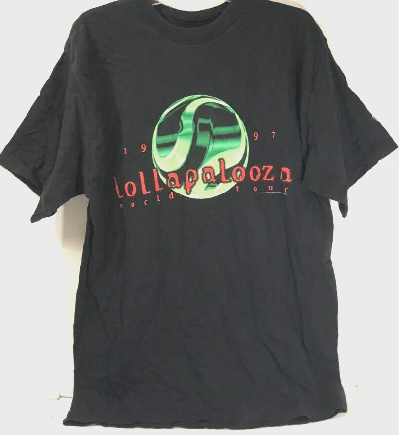 Lollapalooza World Tour Korn Devo Orb Orbital VTG Nice 90s Black T Shirt XL