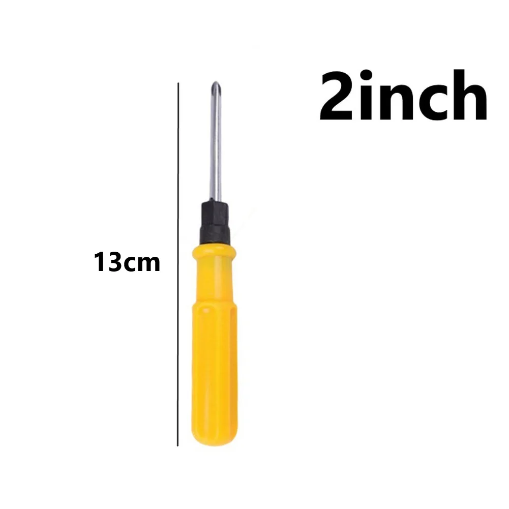 1pc Dual Head Screwdriver Yellow Handle Slotted Cross Driver Bits 2 3 4 Inch Multi-Purpose Hand Repair Screwdrivers