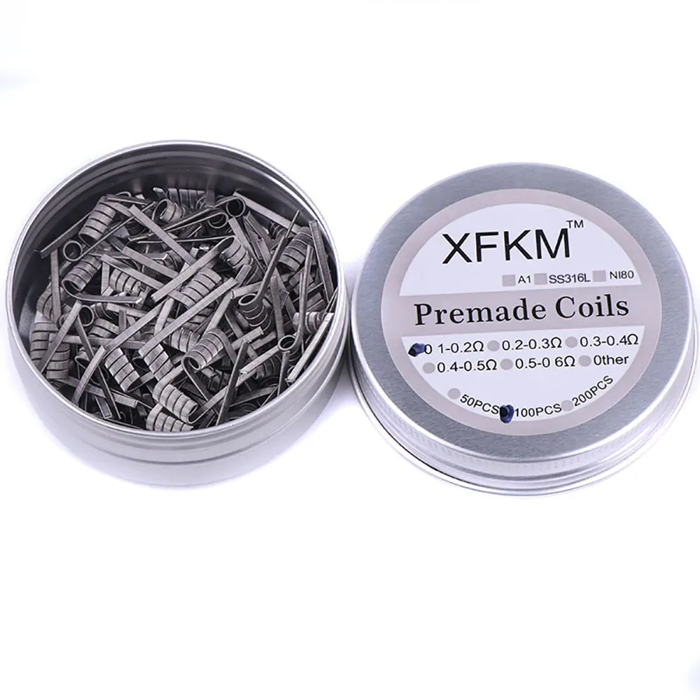 XFKM A1/SS316/NI80 Hot 50/100pcs lot NEW Fused Clapton coils tri four core Heating Wires Coil Alien Clapton MTL coils Wire