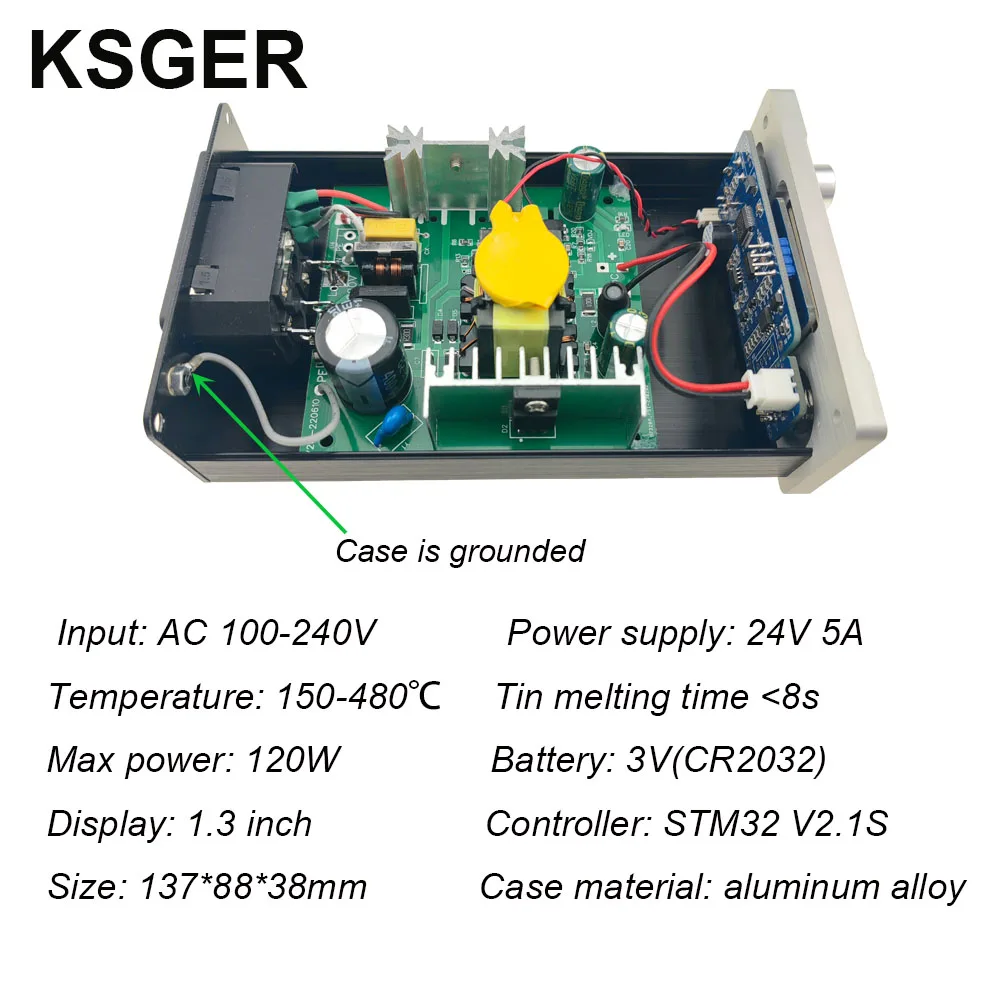 KSGER T12 Soldering Station STM32 V2.1S OLED T12 Iron Tips DIY FX9501 Handle Tools CNC Aluminum Alloy Case Auto-sleep EU Plug