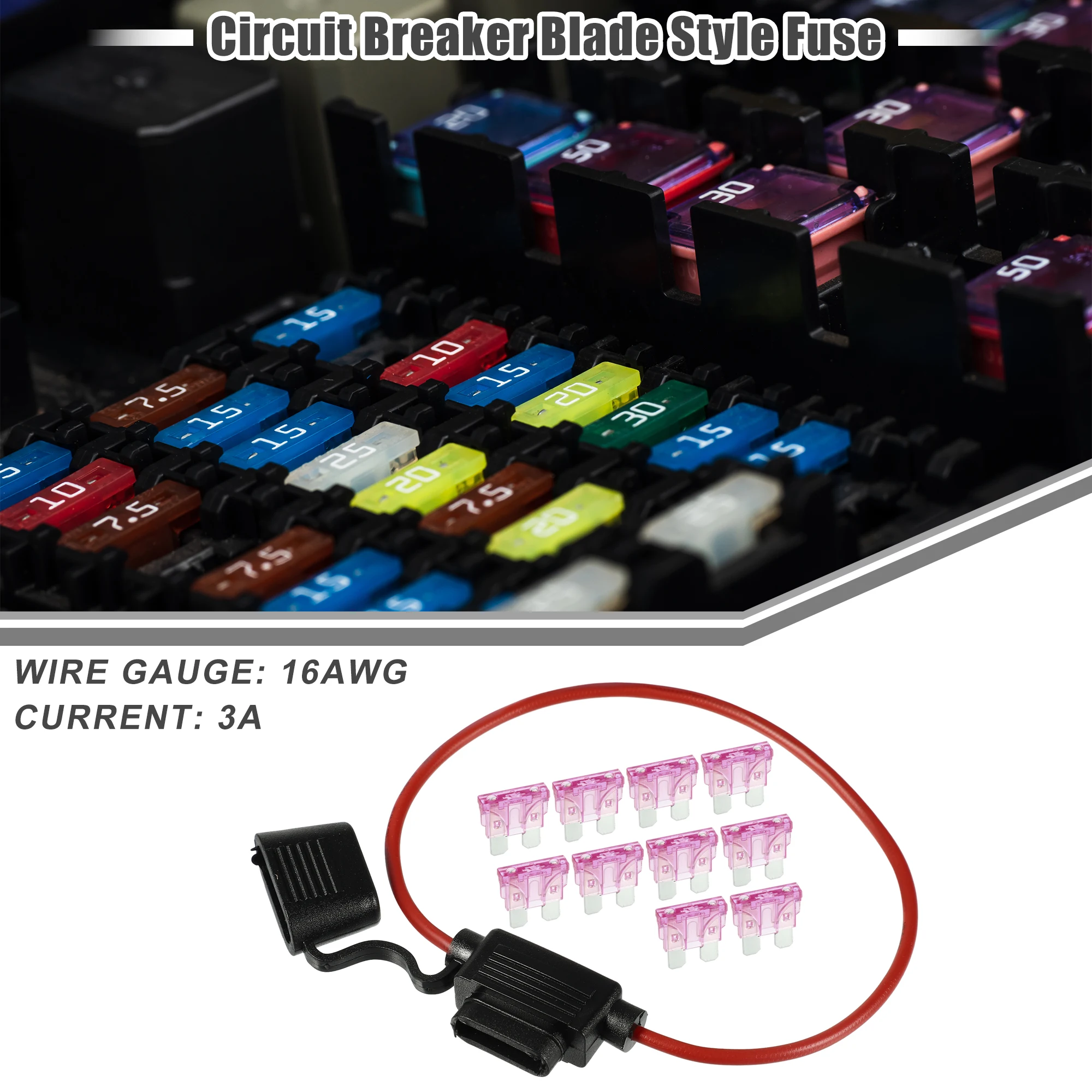 Держатель предохранителя X Autohaux 16 AWG, бортовой патрон предохранителя 16 Калибр, Инлайн-патрон предохранителя, лезвие 3 - 20 А, аксессуары для автомобиля, запчасти