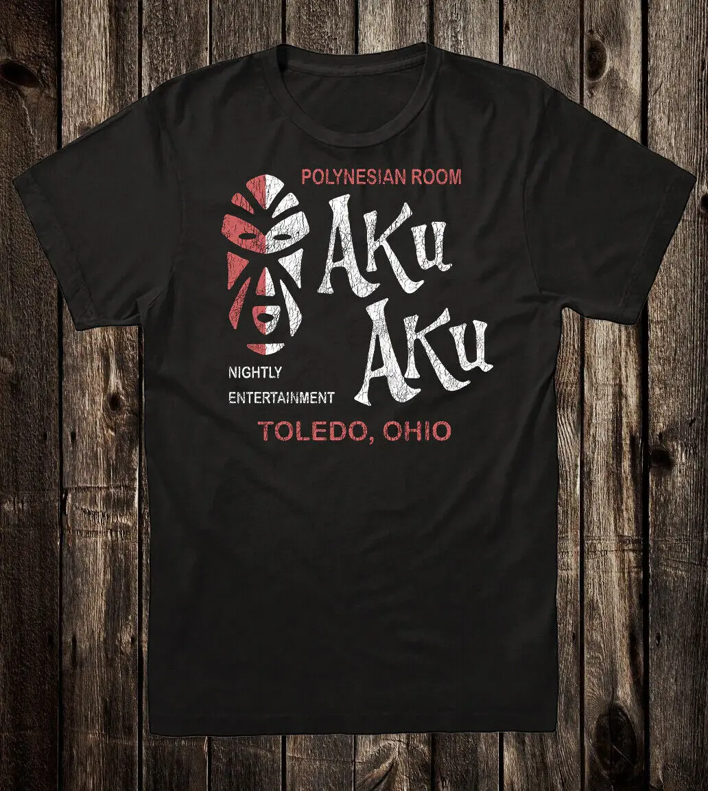 Retro Tiki Art Tee T Shirt Cotton Bar Mug Restaurant AKU AKU Toledo Ohio