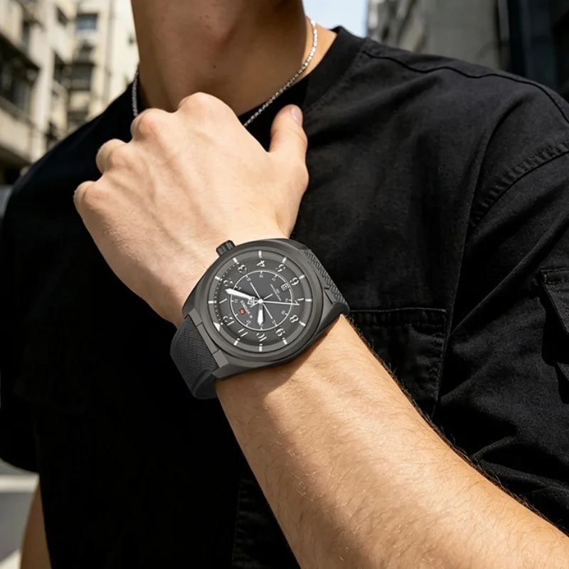 NAVIFORCE Men Quartz Calendar Watch 3ATM Waterproof Silicone Strap Luminous Dial Casual Sports Comfortable Daily Wear Male Watch view 6