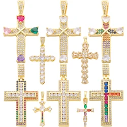Juya Handmade Talisman Prayer Religious Jewelry Making DIY 18K Real Gold Plated Creative Christian Cross Charms Supplies