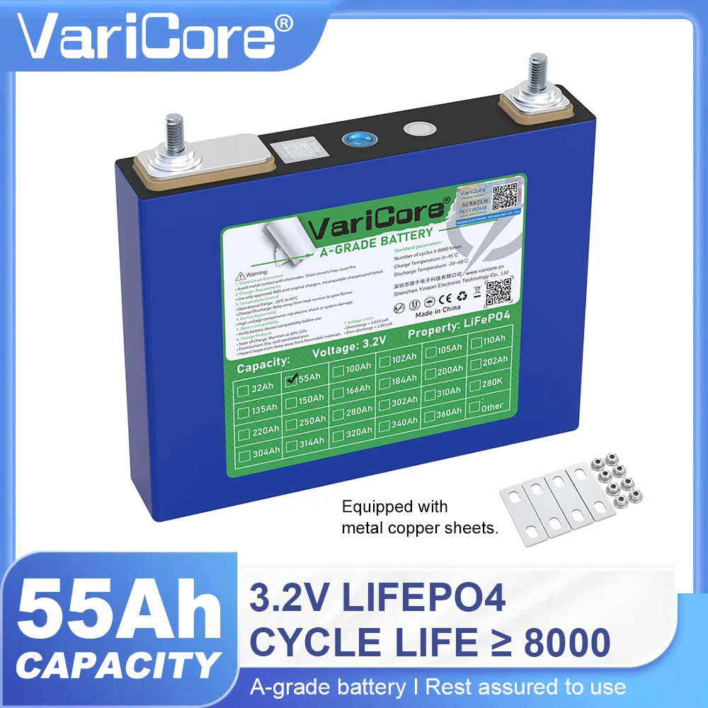 VariCore 3.2V 20Ah 32Ah 50Ah Battery LiFePO4 phosphate Cell for 4S 12V 24V Motorcycle Car Motor batteries Modification Grade A