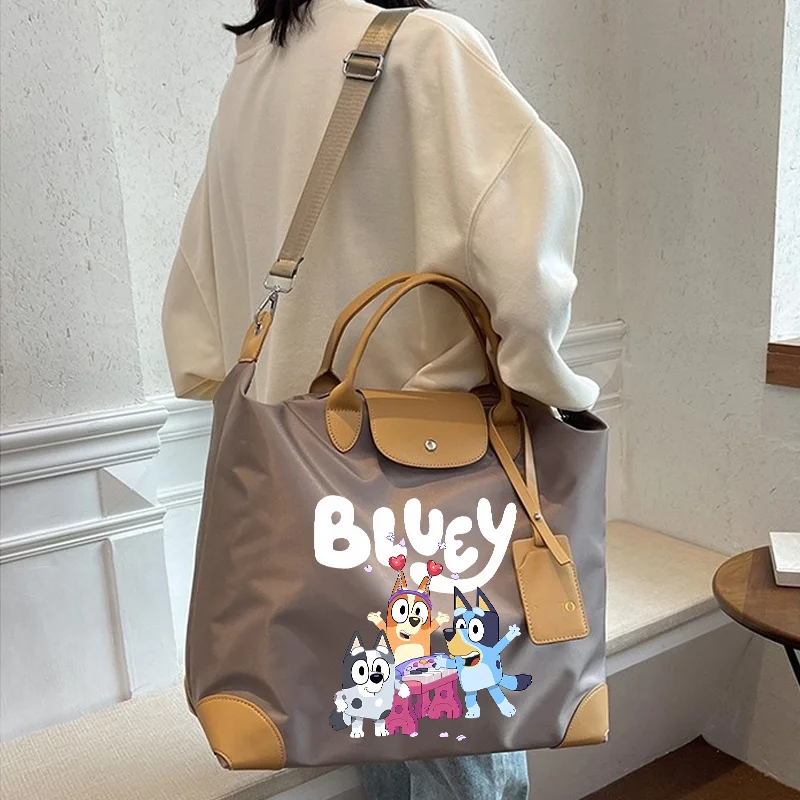 Bluey Tote Bag Women Men Travel Luggage Folding Designer Fashion Shoulder Bags Large Capacity Casual High Quality Nylon Handbag