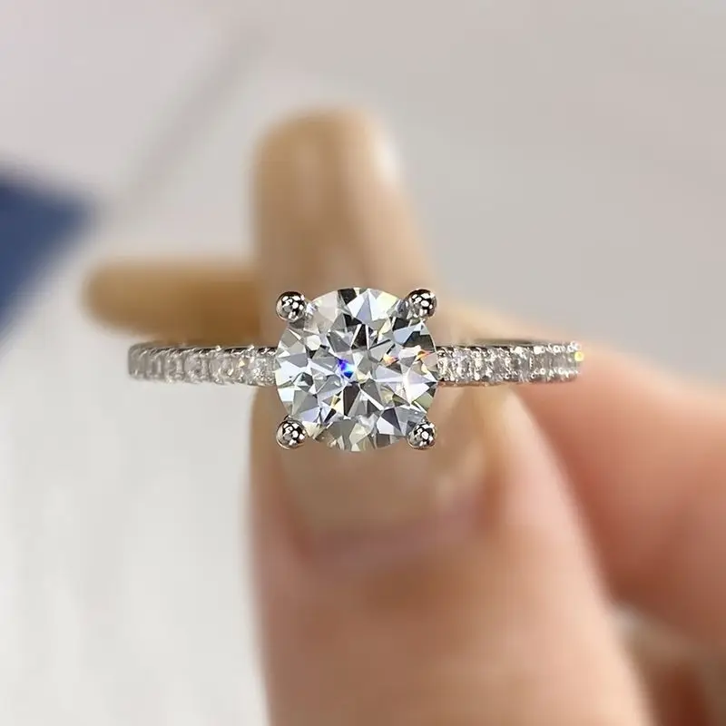 

DWJ 1-2 карата настоящие кольца с муассанитом и бриллиантами для женщин, большой пасьянс, свадебные кольца из настоящего стерлингового серебра 925 пробы, дизайнерские роскошные ювелирные изделия