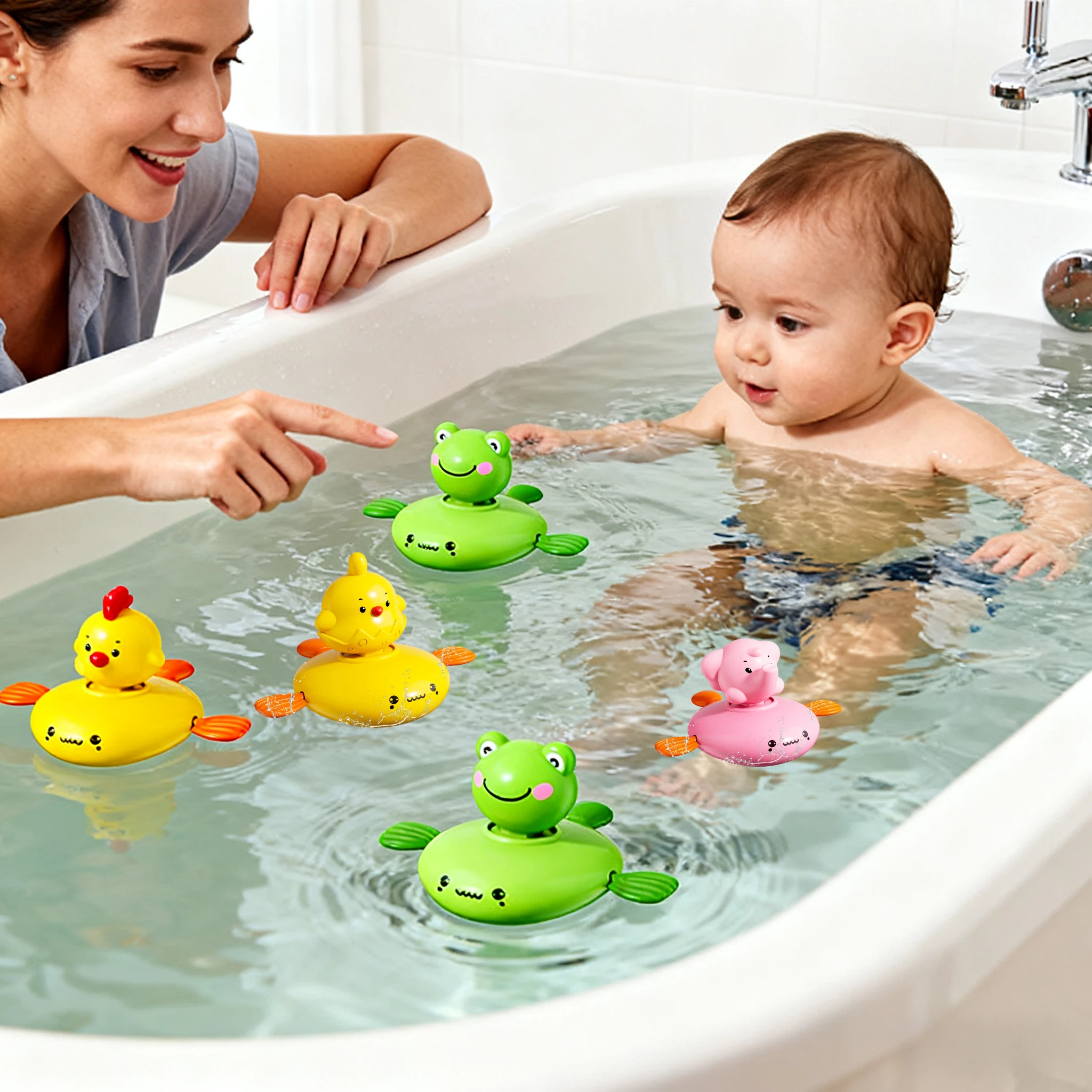 Baby Bath Toy Children Water Play and Bath Fun Spring Wind Toy Parent-child Interaction Exercise Reaction Ability Puzzle Solving