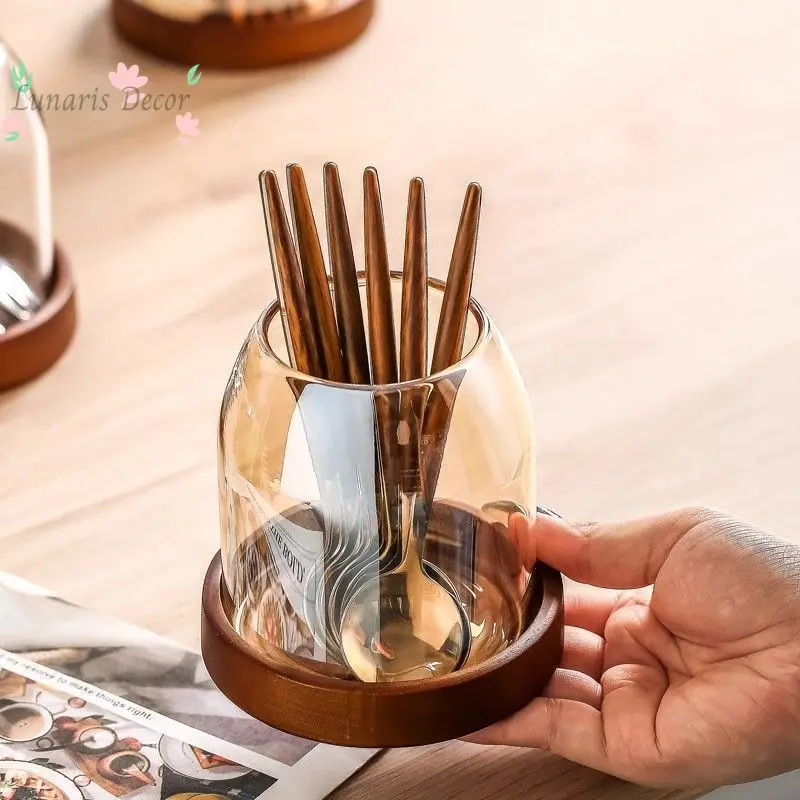 Retro Style Fruit Fork Storage Jar, Stainless Steel Fruit Fork Spoon Set, Multifunctional Dessert Picks Holder & Chopstick Rack