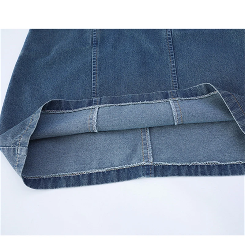 فستان أطفال عتيق بياقة مقلوبة باللون الأزرق من قماش الدنيم للفتيات ملابس صيفية للشارع فستان سادة على الموضة للأطفال في الجينز بعمر 5-14 سنة