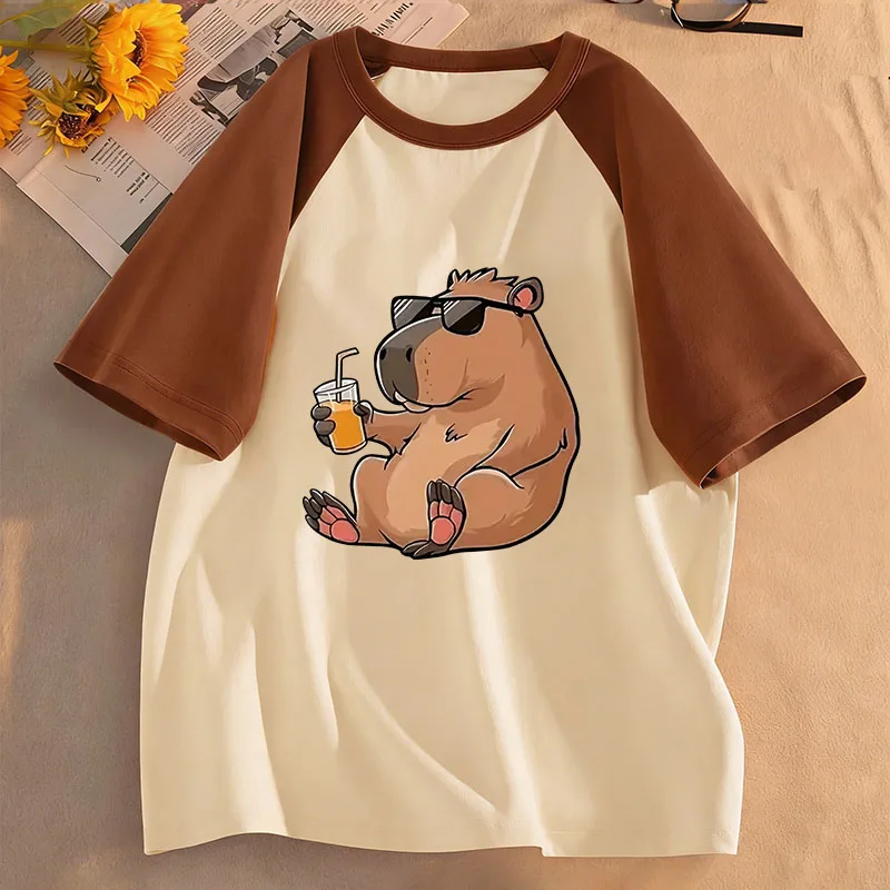 Lustiges Capybara Kinder Sommer T-Shirt 2026 Neu Cartoon Capibara Mode Kurzarm-Shirt für Jungen