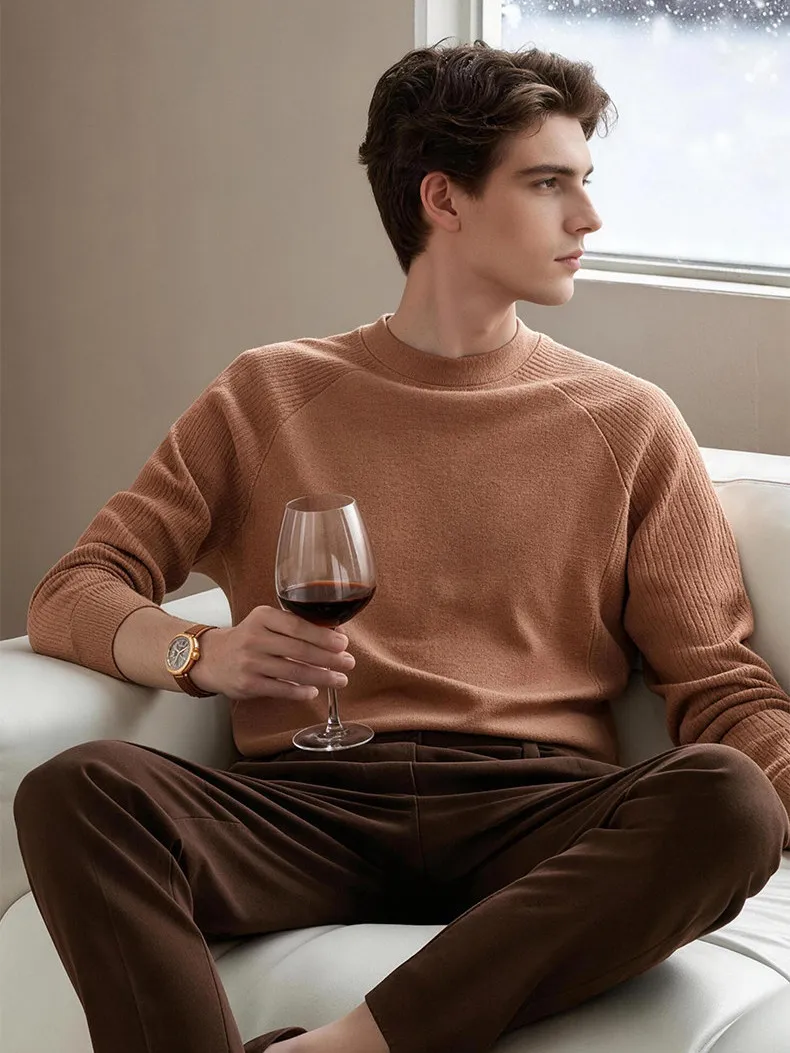 Men's Wool Blend Long Sleeve Base Shirt Soft Breathable Windproof Warm Commute Half High Collar Casual Style Standard Fit T-S...