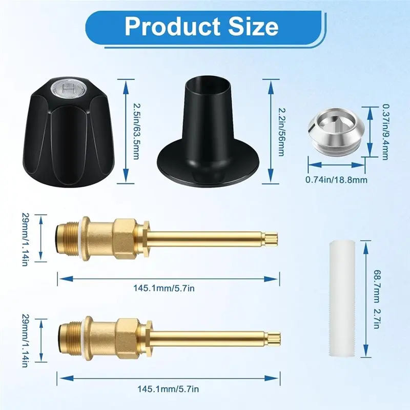 Premium-Metal Matte Black Shower Knob, Bathtub Shower Trim Kit, For Price Pfister Shower Faucet Handle, Rebuild Repair Kit