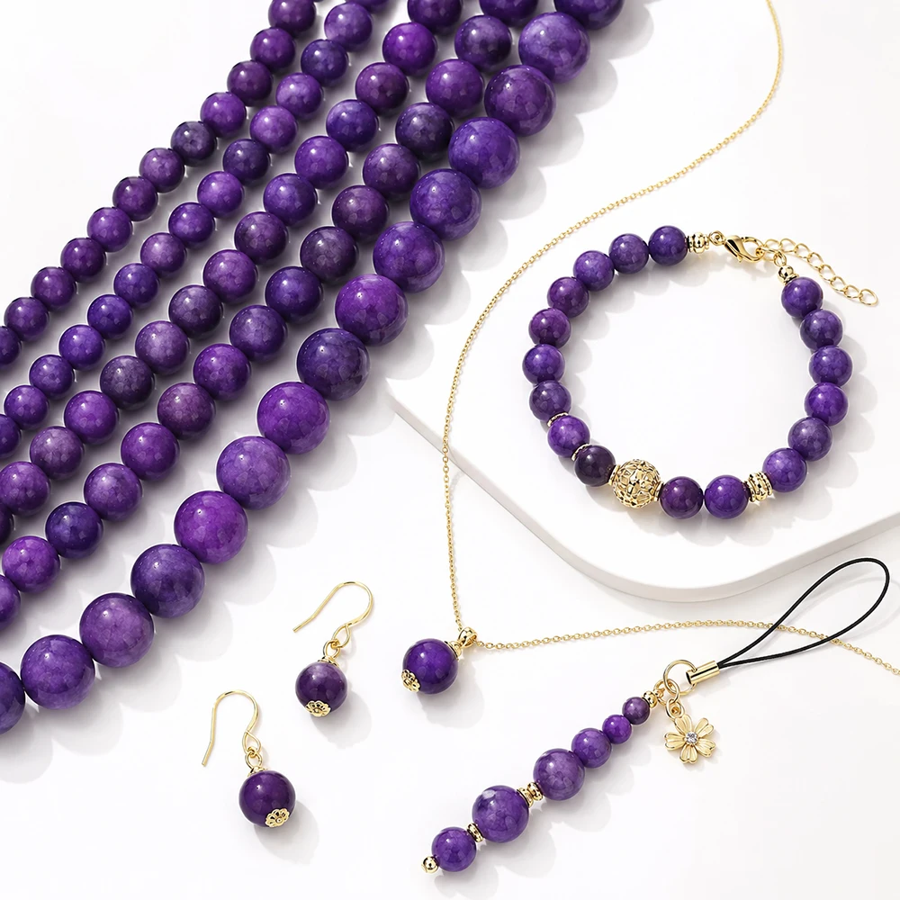 6/8/10mm Natural Stone Beads Purple Sugilite Loose Spacer Beads for Jewelry Making DIY Bracelet Necklace Accessories Supplies